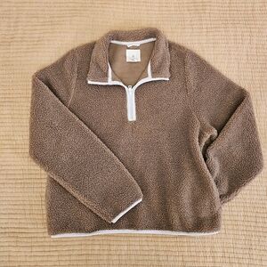 Aspen Teddy Bear Sherpa Fleece Pull Over Quarter Zip Cozy Cabincore